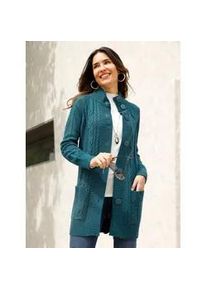 Strickjacke Classic Basics, Damen, Gr. 54, blau (petrol), 100% Polyacryl, unifarben, Strickjacken Strickjacke