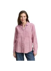 Langarmbluse Tom Tailor "Regular", Damen, Gr. 46, pink (schwarz pink), Web, Obermaterial: 100% Baumwolle, kariert, regular fit h&uuml;ftbedeckend, V-Ausschnitt, Krempel&auml;rmel,mit Kn&ouml;pfen, Blusen, mit Brusttaschen