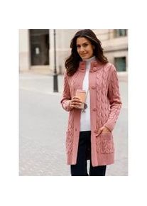 Longstrickjacke Inspirationen, Damen, Gr. 54, rot (rosenholz), 50% Baumwolle, 50% Polyacryl, unifarben, Strickjacken Longstrickjacke