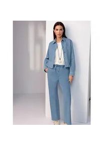 Jeansbluse Heine, Damen, Gr. 34, blau (blau, bleached), 72% Baumwolle, 27% Polyester, 1% Elasthan, unifarben, Blusen Jeansbluse