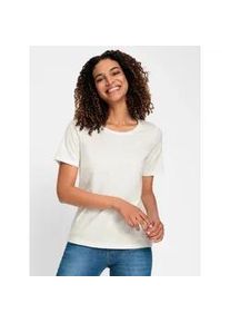 Kurzarmshirt Casual Looks "Kurzarm-Shirt", Damen, Gr. 36, beige (ecru), 95% Baumwolle, 5% Elasthan, unifarben, Rundhals, Shirts