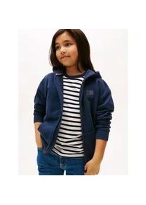 Kapuzensweatjacke Tommy Hilfiger "TONAL FLAG EMB ZIP HOODIE", Jungen, Gr. 10 (140), blau (schwarz night navy), Sweatware, Obermaterial: 100% Baumwolle, unifarben, regular fit h&uuml;ftlang, Rundhals, B&uuml;ndchen, Sweatjacken, f&uuml;r Kinder bis 16 Jahre, mit Kapuze