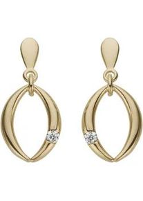 Paar Ohrh&auml;nger Jobo, gelb (gelbgold 585), Ohrringe, Damen, SI = kleine Einschl&uuml;sse, Diamanten Gelbgold 585, Diamanten, Gelbgold 585, 585 Gold mit 2 Diamanten