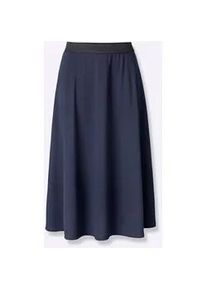 Jerseyrock Classic Basics, Damen, Gr. 54, blau (marine, jeansblau), 97% Polyester, 3% Elasthan, meliert, unifarben, wadenlang, R&ouml;cke