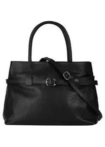 Henkeltasche CLUTY, Damen, Gr. B/H/T: 33cm x 23cm x 15cm onesize, schwarz, Leder, leicht gl&auml;nzend, unifarben, Taschen, echt Leder, Made in Italy