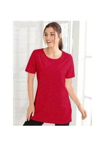 Longshirt "Longshirt", Damen, Gr. 40, rot (rot, schwarz, bedruckt), 100% Baumwolle, gemustert, gepunktet, meliert, Rundhals, Shirts Longshirt