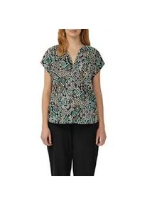 Klassische Bluse s.Oliver, Damen, Gr. 44, schwarz, Web, Obermaterial: 100% Baumwolle, bedruckt, regular fit taillenbedeckt, Rundhals, Blusen, mit All-Over Print