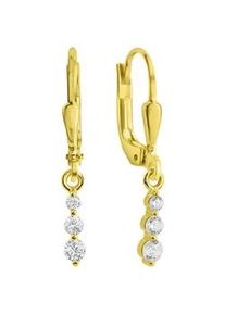 Paar Ohrh&auml;nger Vivance "375/- Gelbgold glanz Zirkonia", gelb (gelb, wei&szlig;), Ohrringe, Damen, one-size, Gold