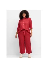 Hemdbluse sheego, Damen, Gr. 50, lila (erdbeere), 100% Viskose, unifarben, Blusen Hemdbluse