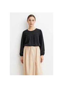 V&eacute;ro Moda Langarmbluse VERO MODA "VMDEBBIE LS PLEAT TOP WVN GA NOOS", Damen, Gr. XS, schwarz, Web, Obermaterial: 100% Viskose, unifarben, normal, Rundhals, Blusen