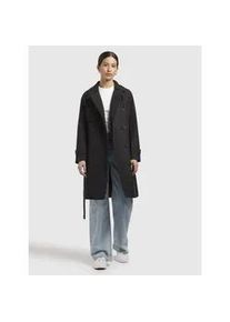 Trenchcoat Khujo "ERINE", Damen, Gr. S, schwarz, 65% Baumwolle, 35% Polyester, unifarben, slim fit ca. Mitte Oberschenkel, eingesetzt,mit Kn&ouml;pfen gerader Abschluss, M&auml;ntel