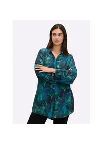 Langarmbluse sheego, Damen, Gr. 44, tiefblau, bedruckt, 100% Viskose, bedruckt, gebl&uuml;mt, gemustert, mehrfarbig, Blusen