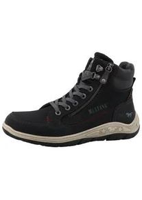 Schn&uuml;rboots Mustang SHOES "Benedetto", Herren, Gr. 44, schwarz, Lederimitat, Basic, Schuhe Schn&uuml;rboots, High Top Sneaker, Schn&uuml;rboots mit Rei&szlig;verschluss