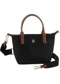 Tragetasche Tommy Hilfiger "POPETTE MINI TOTE", Damen, Gr. B/H/T: 30cm x 20cm x 14cm, schwarz, Textil, Taschen, Damen Umh&auml;ngetasche, Minibag mit abnehmbarem Umh&auml;ngeriemen