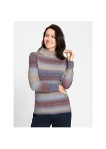 Stehkragenpullover Inspirationen "Stehkragen-Pullover", Damen, Gr. 46, blau (hellblau, marine, gemustert), 58% Polyacryl, 29% Polyester, 9% Polyamid, 4% Wolle, gemustert, mehrfarbig, meliert, Pullover Stehkragenpullover