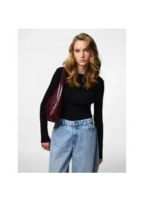 Rundhalspullover Pieces "PCMIRA NEW LS O-NECK KNIT NOOS BC", Damen, Gr. M, schwarz, Strick, Obermaterial: 50% Viskose, 28% Polyester, 22% Nylon, unifarben, slim fit normal, Rundhals, Pullover Rundhalspullover, Viskosemischung