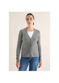Cardigan Cecil, Damen, Gr. XL (44), sporty grau melange, Web, 37% Baumwolle, 34% Polyacryl, 26% Polyester, 3% Elasthan, unifarben, normal normal, V-Ausschnitt, abgesteppt, Strickjacken, aus Feinstrick