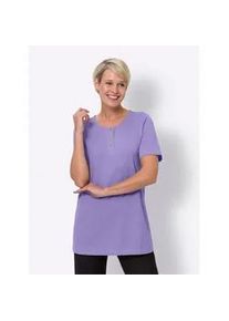 Longshirt Classic Basics "Longshirt", Damen, Gr. 48, lila (lavendel), 100% Baumwolle, unifarben, Rundhals, Shirts Longshirt