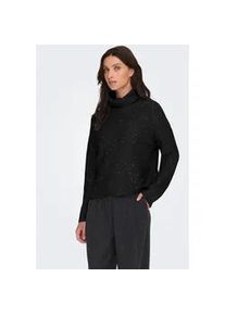Rollkragenpullover Only "ONLARIZONA LS SEQUINS ROLLNECK PULL KNT", Damen, Gr. S, schwarz detail:silber sequins, Strick, Obermaterial: 58% Polyacryl, 23% Nylon, 12% Polyester, 5% metallisierte Fasern, 2% Elasthan, meliert, regular fit, Pullover Rollkragenpullover