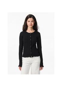 Strickjacke Pieces "PCMARIE LS POIN CARDIGAN JRS NOOS BC", Damen, Gr. XXL, schwarz, Jersey, Obermaterial: 100% Baumwolle, unifarben, regular fit taillenlang, Rundhals, gewellter Abschluss, Strickjacken Strickjacke