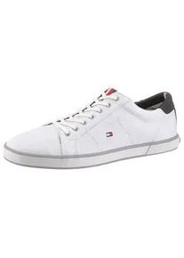 Sneaker Tommy Hilfiger "H2285ARLOW 1D", Herren, Gr. 39, schwarz-wei&szlig; (wei&szlig;, schwarz), Textil, Schuhe Sneaker, Freizeitschuh, Halbschuh, Schn&uuml;rer mit seitlicher Flaggen-Stickerei