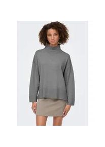Stehkragenpullover Only "ONLCOCO LIFE LS HIGH NECK CC KNT", Damen, Gr. S, grau (medium grau melange), Strick, Obermaterial: 100% Polyester, unifarben, regular fit, Rippb&uuml;ndchen, Pullover Stehkragenpullover