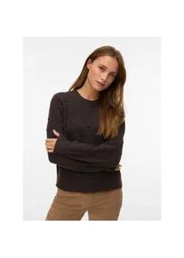 V&eacute;ro Moda Rundhalspullover VERO MODA "VMFRANCESCA LS O-NECK PULLOVER BOO", Damen, Gr. XS, chocolate torte detail:melange, Strick, Obermaterial: 65% Polyester, 28% Polyacryl, 5% Wolle, 2% Elasthan, meliert, regular fit normal, Rundhals, Rippstrickb&uuml;ndchen, Pullover Rundhalspullover