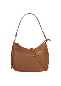 Umh&auml;ngetasche CLUTY, Damen, Gr. B/H/T: 31cm x 24cm x 7cm onesize, braun (cognac), Leder, leicht gl&auml;nzend, unifarben, Taschen Umh&auml;ngetasche, echt Leder, Made in Italy