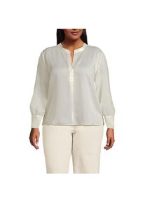 LANDS' END Satinbluse mit langen &Auml;rmeln, Damen,  Wei&szlig;, Polyester, by Lands' End