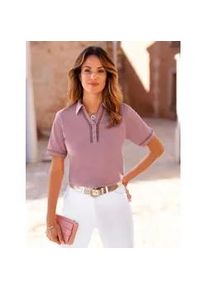 Poloshirt Inspirationen "Poloshirt", Damen, Gr. 52, mauve, 100% Baumwolle, unifarben, V-Ausschnitt, Shirts