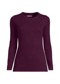 LANDS' END Langarmshirt aus mikrofeinem Baumwollripp, Damen,  Lila, Baumwolle/Elasthan, by Lands' End