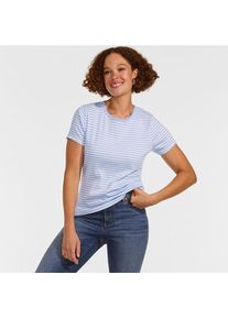 LANDS' END Rippshirt mit kurzen &Auml;rmeln, Damen,  Blau, Elasthan/Baumwoll-Mischung, by Lands' End