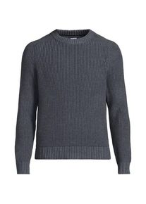 LANDS' END Drifter Strukturstrick-Pullover, Herren,  Grau, Baumwolle, by Lands' End