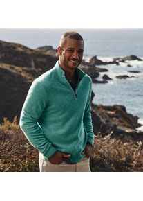 LANDS' END Kaschmir-Pullover mit Rei&szlig;verschluss, Herren,  Gr&uuml;n, Kaschmir, by Lands' End