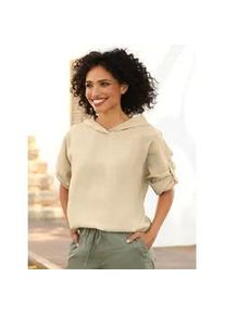 Langarmbluse Heine, Damen, Gr. 50, sesam, 85% Modal, 15% Polyester, unifarben, Blusen