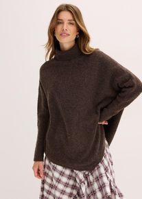 bonprix Oversize-Pullover, braun, Gr.36/38 (S), weit geschnittener Poncho-Pullover mit asymmetrischem Saum und Rollkragen