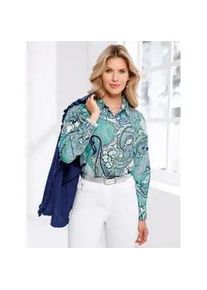 Langarmbluse Classic Basics, Damen, Gr. 40, himmelblau, eisblau, bedruckt, 100% Polyester, Paisley, gemustert, mehrfarbig, Blusen