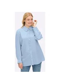 R&uuml;schenbluse sheego, Damen, Gr. 40, hellblau, 100% Viskose, unifarben, Blusen