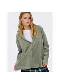 Langarmbluse Only "ONLMARIKE LIFE L/S CORD LOOSE SHIRT PNT", Damen, Gr. XS, smokey olive, Web, Obermaterial: 88% Polyester, 10% Nylon, 2% Elasthan, unifarben, loose fit, Blusen