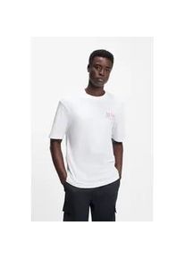 HUGO BOSS T-Shirt HUGO BLUE, Damen, Gr. L, wei&szlig;100, Single Jersey, Obermaterial: 100% Baumwolle, unifarben, regular fit normal, Rundhals, Shirts T-Shirt, Regular Fit, R&uuml;ckdruck, Rundhalsausschnitt