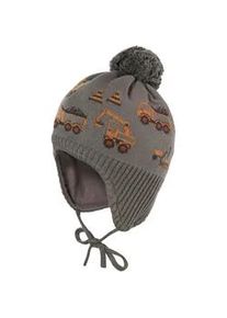 Strickm&uuml;tze MaxiMo, Jungen, Gr. 55, gr&uuml;n (khaki grau), Strick, Baumwolle, mehrfarbig, M&uuml;tzen Strickm&uuml;tze, Baumwolle, gef&uuml;ttert, zum Binden, Bommel