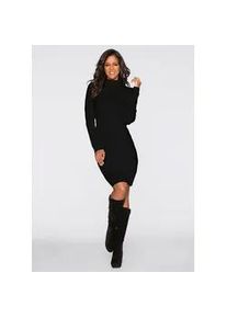 Strickkleid bonprix, Damen, Gr. 32/34 (XS), N-Gr, schwarz, Obermaterial: 55% Polyacryl, 29% Baumwolle, 15% Polyamid, 1% Elasthan, slim fit, Kleider Strickkleid, mit Rollkragen, aus Polyacryl, Baumwolle, Polyamid und Elasthan