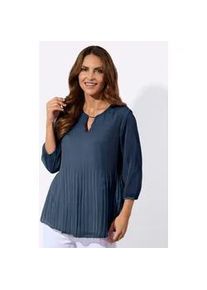 Longbluse Lady, Damen, Gr. 50, dunkelblau, 100% Polyester, unifarben, Rundhals, Blusen Longbluse