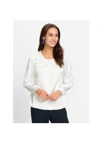 Satinbluse Lady, Damen, Gr. 38, beige (ecru), 97% Polyester, 3% Elasthan, unifarben, Rundhals, Blusen