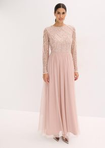 bonprix Abendkleid, rosa, Gr.46, Bezauberndes Abendkleid aus zartem T&uuml;ll mit Perl- und Paillettenstickerei im Oberteil