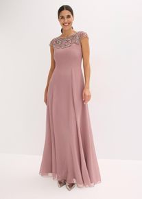 bonprix Abendkleid mit Spitzen-Applikation, rosa, Gr.44, Elegantes Abendkleid aus strukturiertem Crepe mit Spitzen-Applikation im Oberteil