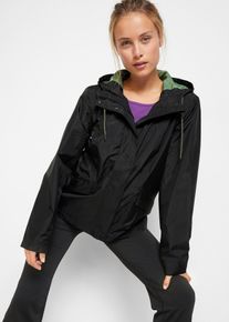 bonprix wasserdichte ultraleichte Funktionsjacke, schwarz, Gr.48, Wasserdichte Regenjacken mit Rei&szlig;verschluss-Taschen, Kapuze mit Kordelzug