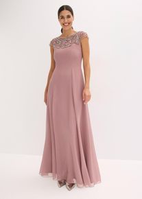 bonprix Abendkleid mit Spitzen-Applikation, rosa, Gr.38, Elegantes Abendkleid aus strukturiertem Crepe mit Spitzen-Applikation im Oberteil