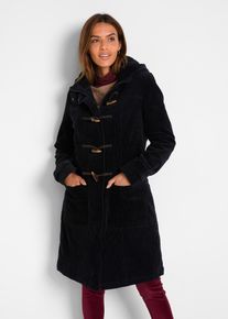 bonprix Gef&uuml;tterter Cord-Dufflecoat, schwarz, Gr.56, Gef&uuml;tterter Cord-Dufflecoat mit Kapuze und Knebelkn&ouml;pfen, aus Cord