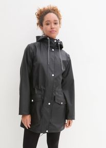 bonprix wasserabweisende Regenjacke, schwarz, Gr.38, Lange Regenjacke mit Kapuze, wasserabweisend